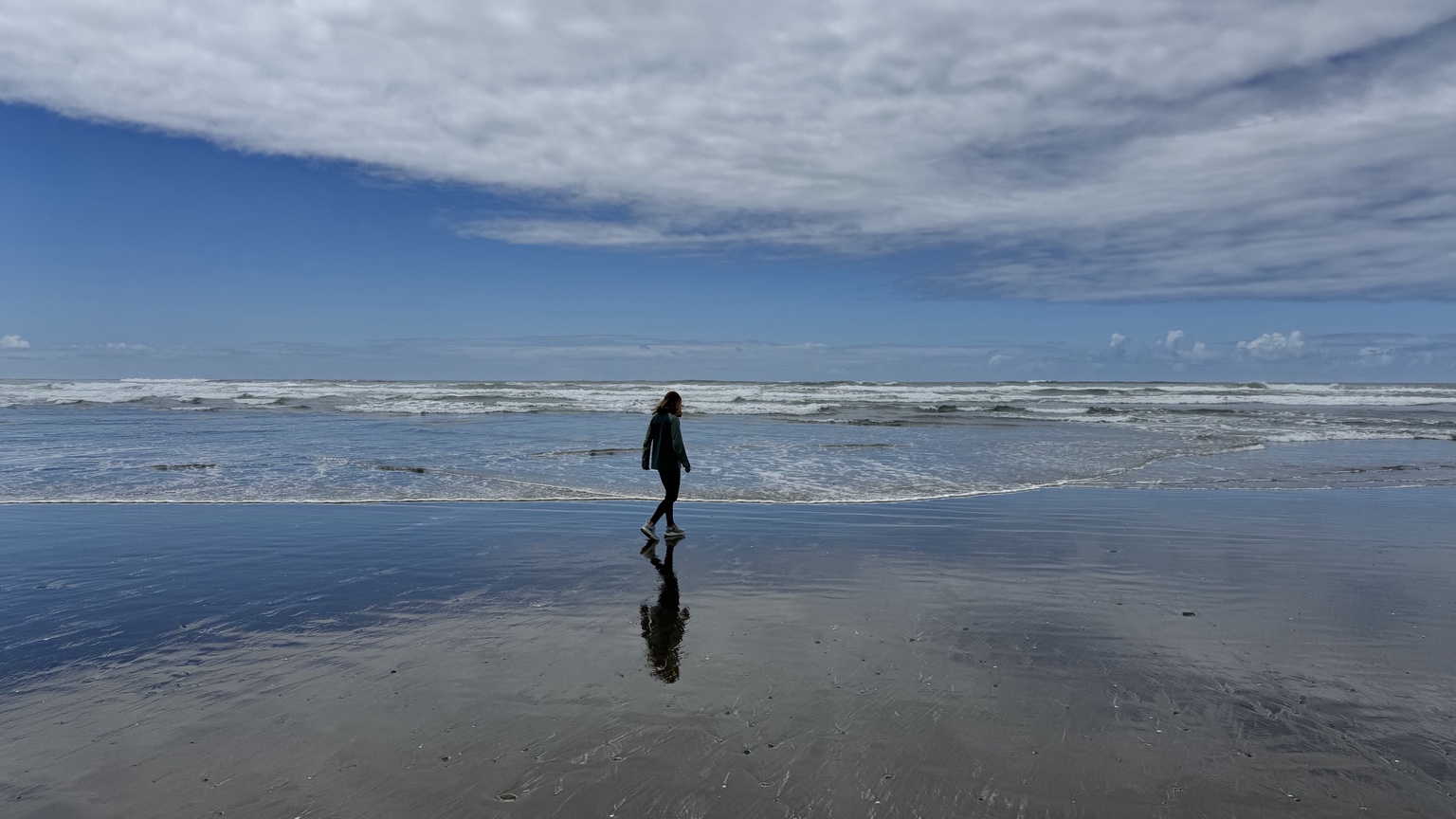 View from the beach along the Pacific near Bandon Point